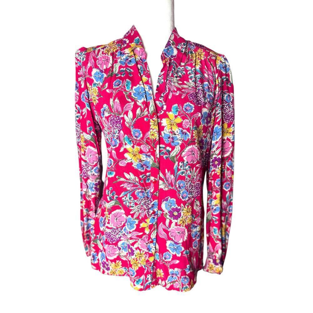 Gerard Darel Paris Floral Blouse 38 | Pink Viscose‎ Button-Down Shirt